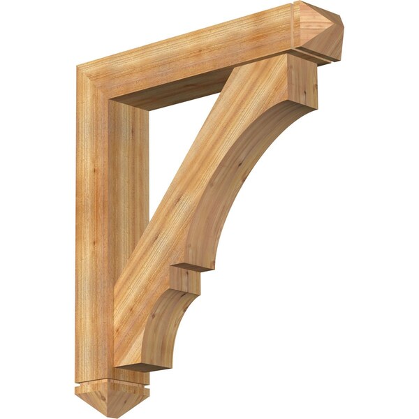 Ekena Millwork Balboa Arts and Crafts Rough Sawn Bracket w/ Offset Brace, Western Red Cedar, 8"W x 42"D x 48"H BKT0806X42X48BOA03RWR - main